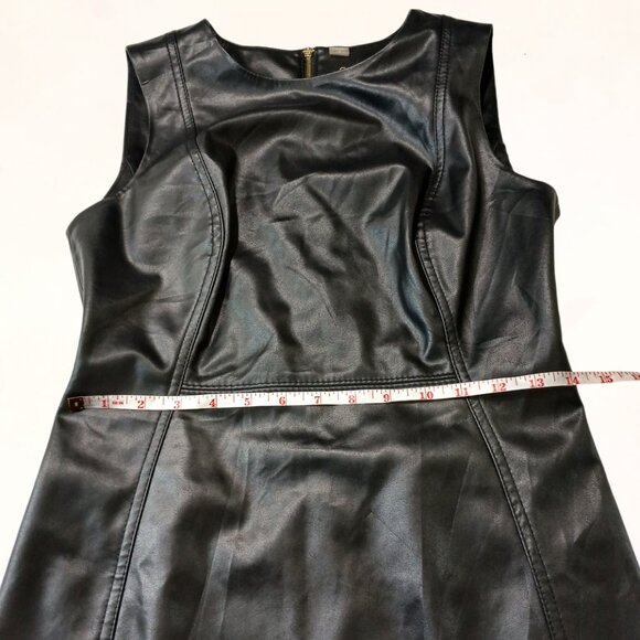Calvin Klein Black Faux Leather Sleeveless Wiggle Pencil Sheath Petite Dress S.8 - Picture 14 of 15